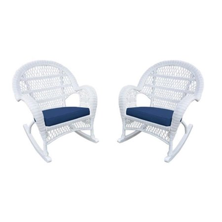 PROPATION W00209-R-4-FS011-CS White Wicker Rocker Chair with Blue Cushion PR1363947